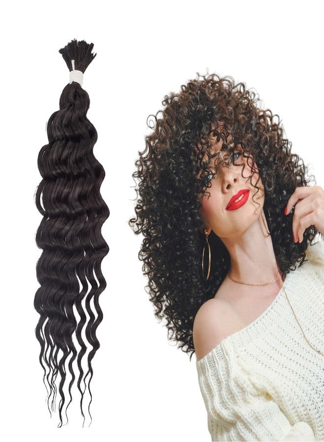 NICENEEDED Braiding Hair, 14 Inch Deep Water Wave Bulk Wig Hair Extensions, 2 Bundle 100g Brazilian Virgin Curly Hair for Boho Braids Wet and Wavy No Weft - Image 1